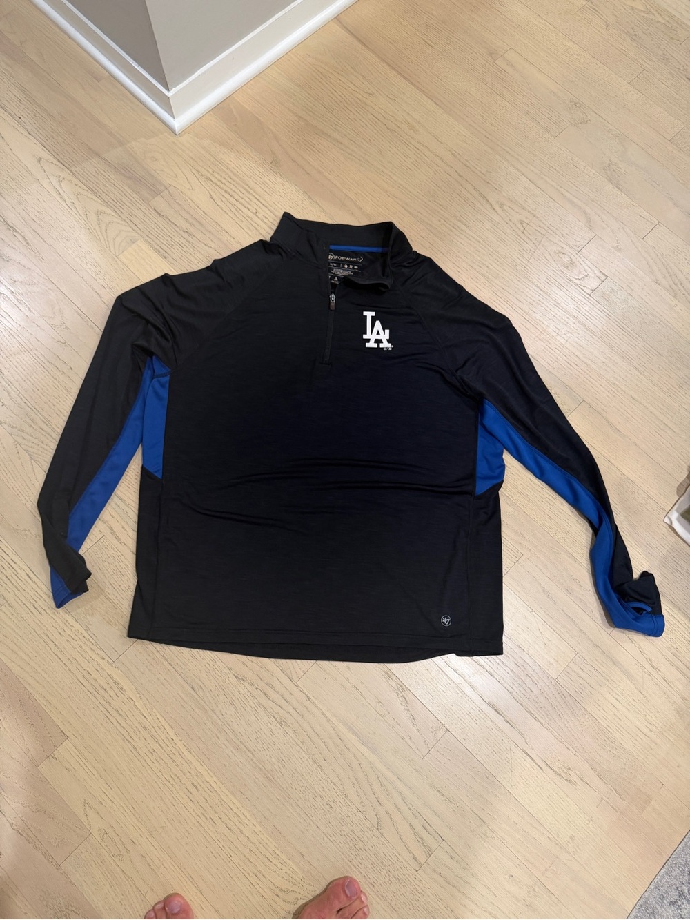 LA Dodgers Black & Royal Blue Quarter-Zip Pullover - 47 Brand